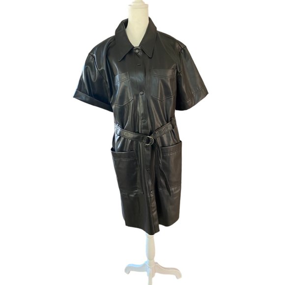 Who What Wear Vegan Leather Dress NWT large - Picture 1 of 5